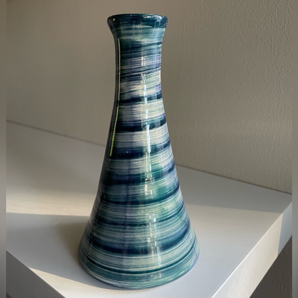 Blue and Green Striped Vase